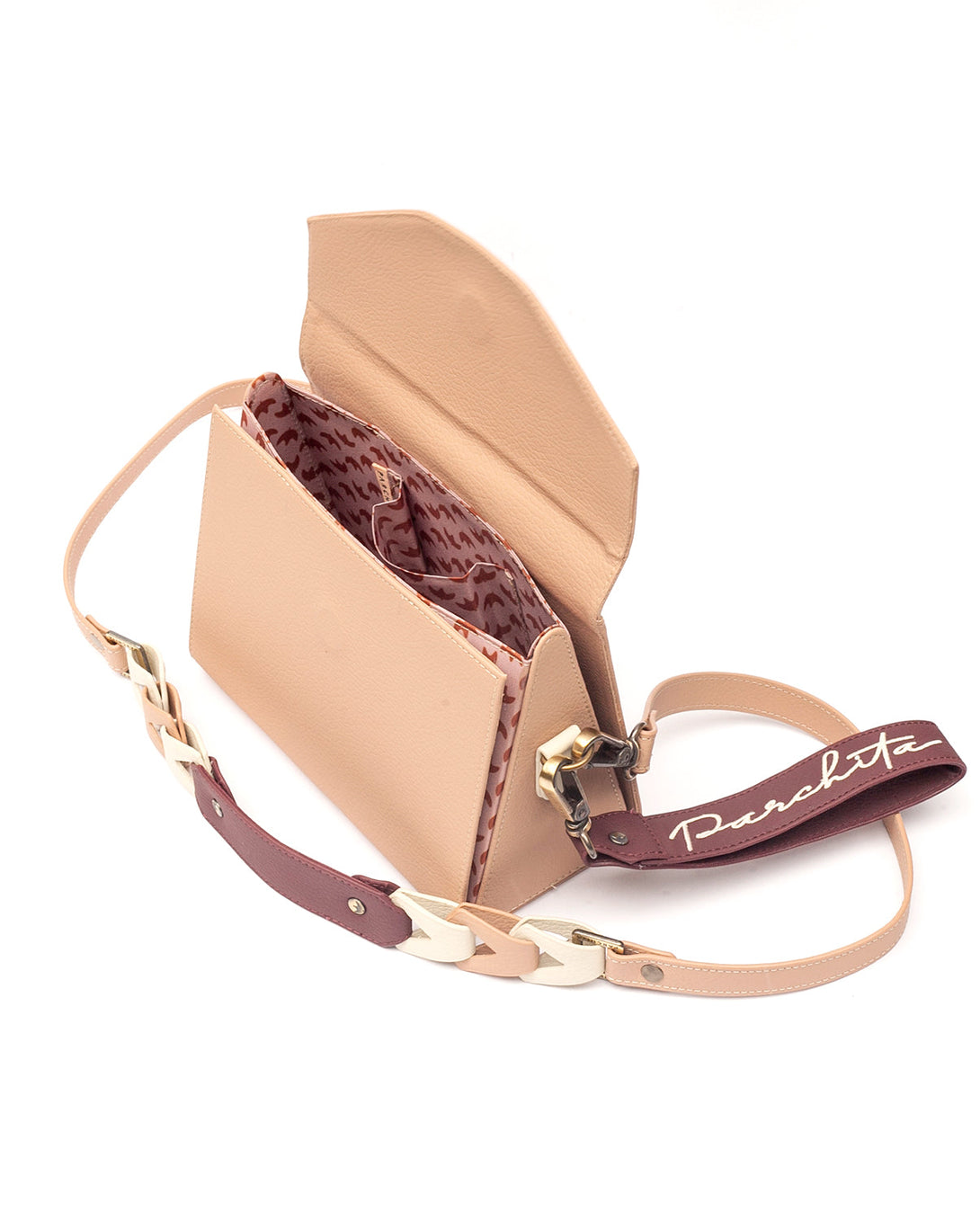 Cartera estructurada mediana para mujer en variedad de colores con accesorio extraíbles en PVC
