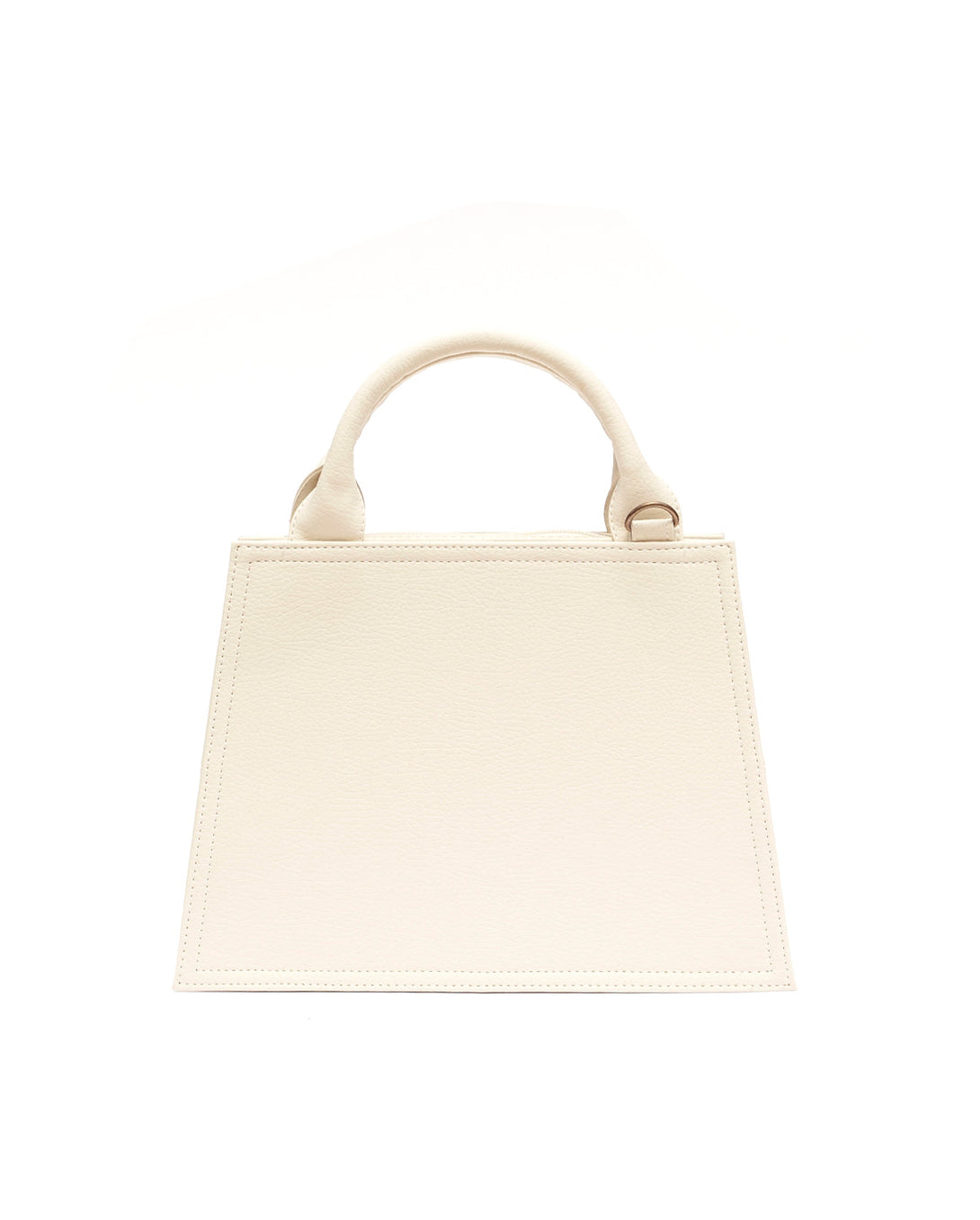 Cartera estructurada para mujer en PVC con bolsillo interno y correa ajustable.