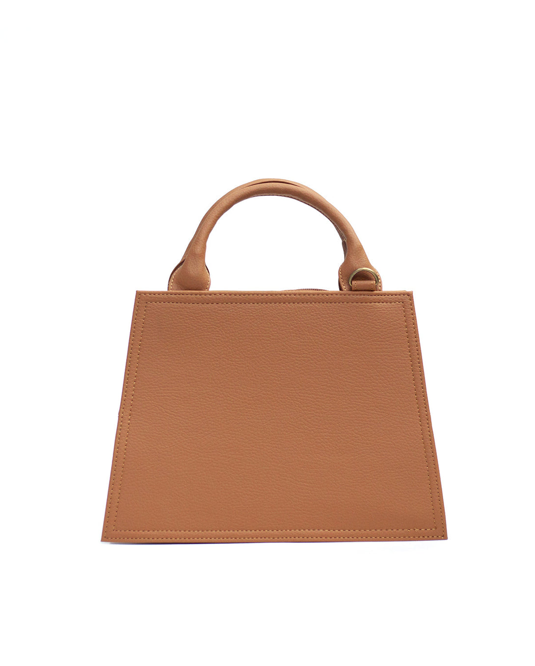 Cartera estructurada para mujer en PVC con bolsillo interno y correa ajustable.